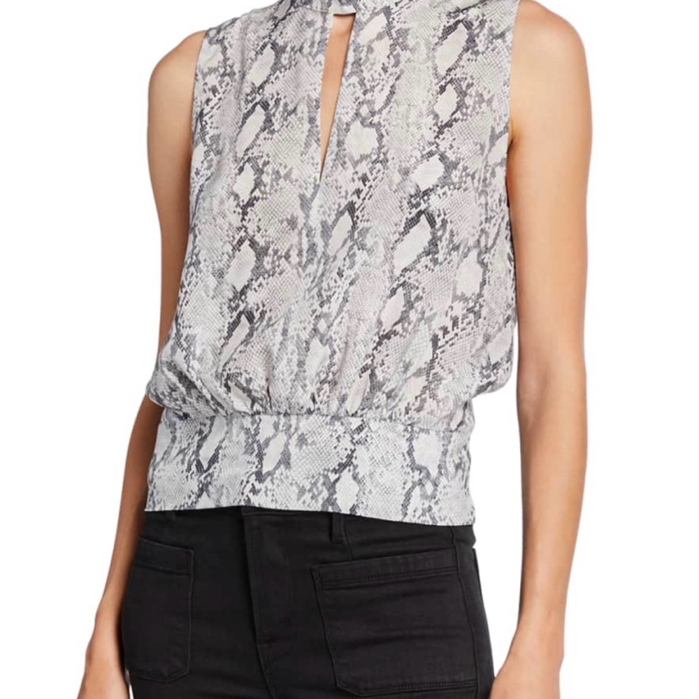 Frame 100% Silk Snake Print Sleeveless Blouse SZ L